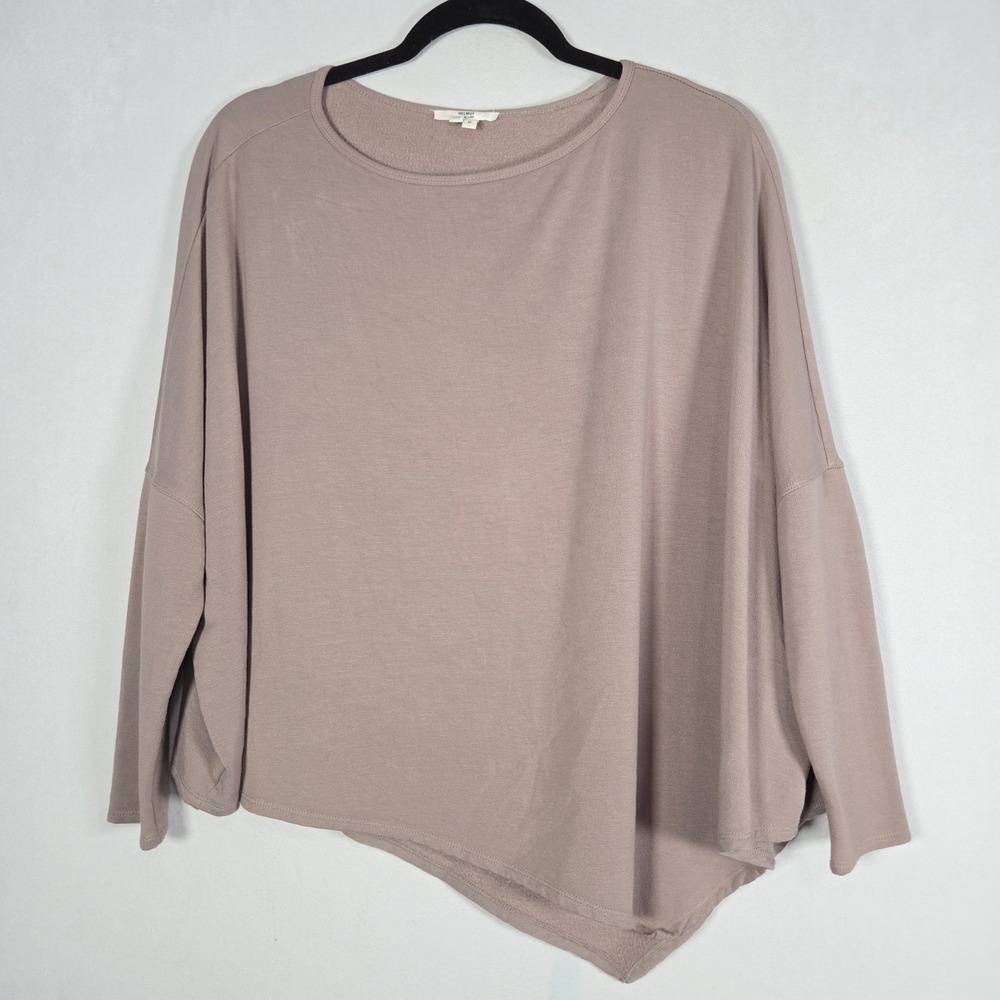 Helmut Lang Villous Oversized Pullover Asymmetrical Top P Petite Taupe Minimal